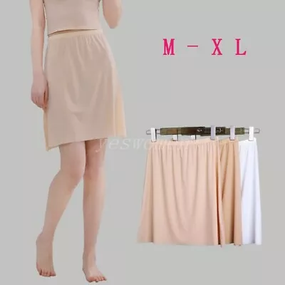 Women Seamless Knee Length Underskirt Petticoat Extender Half Slip A-Line Skirts • $9.90