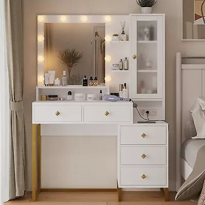 Makeup Vanity With Lights And Charging Station Vanity Table Large Vanity Desk • $229.89