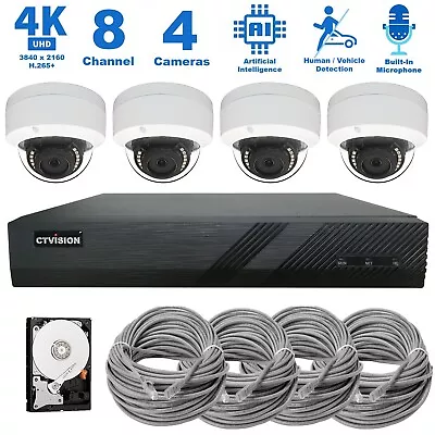 CTVISION 4K NVR 8MP Audio PoE IP Security CCTV Video Surveillance Camera System • $499.95