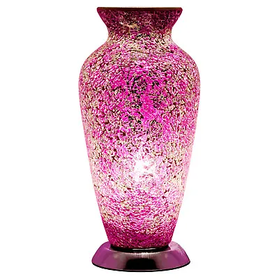 Pink Rose Mosaic Glass Vase Table Lamp Floral Gift Home Lighting Table Light • £49.99