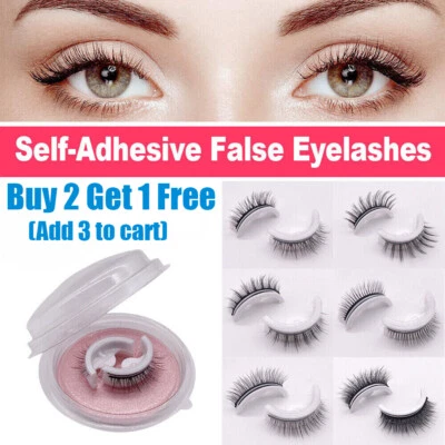 $3.99 • Buy 2pcs Eyelashes Self-Adhesive Natural Multiple Reversible Glue Free Reusable