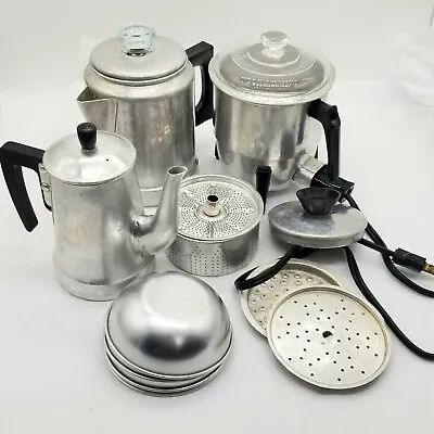 Comet Mirro Coffee LOT Asst Parts Up To 7   Vtg PARTS ONLY Aluminum AS IS • $24.99