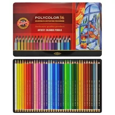 KOH I NOOR Polycolour Artist's Colouring Pencils Metal Box /Gift Set Of 36 3825 • £29.90