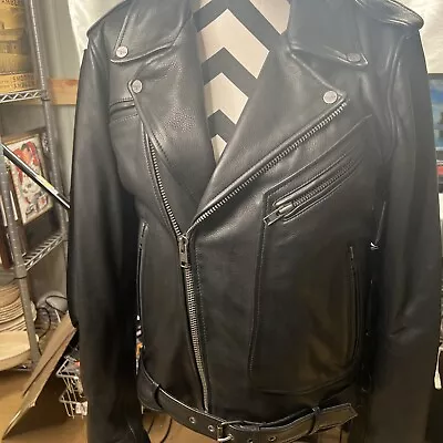 Wilson's Cycle Leather Biker Black Leather  W Detachable Liner Jacket Men's S • $150