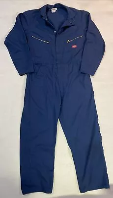 Dickies Mens Size 36X30 One Piece Mechanic Coveralls Long Sleeve Navy Good Cond • $22