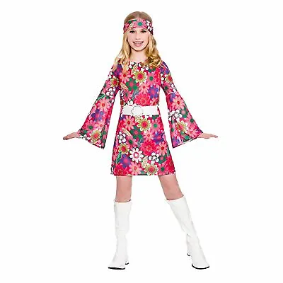 Girls Retro Go Go Girl Fancy Dress Up Party Costume Halloween Child 60s Outfit • £11.98