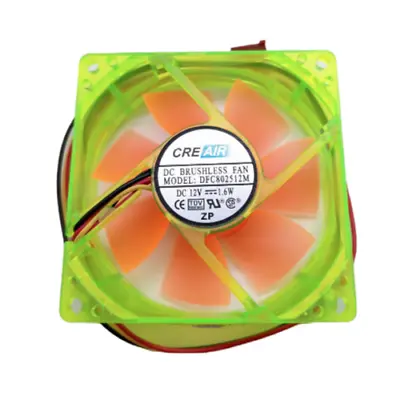 80mm X 25mm Computer Case Cooling UV Green / Orange 3 / 4 Pin Fan With 4 LEDs • $6.99