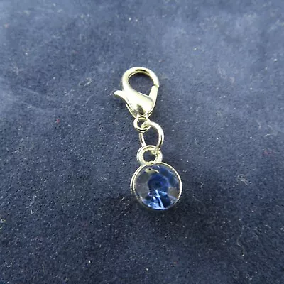 DECEMBER Birthstone Crystal Charm Zipper Pull Keychain Add On Clip Silver Tone • $5.88