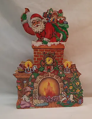Vintage Christmas Music And Motion 3D Wooden Elf/Tree/Fireplace/Santa Wind Up • $24.95
