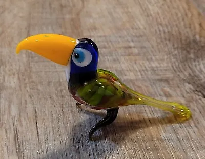 Art Glass Figurine Toucan Tropical Bird Lampwork Miniature. Ships Fast! • $14.95