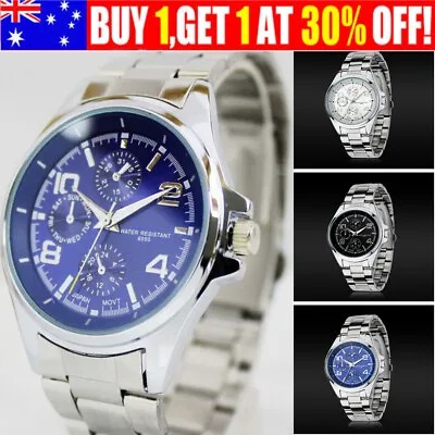 Fashion Sport Date Quartz Wrist Watch Waterproof Stainless Steel Men's Watches • $16.39