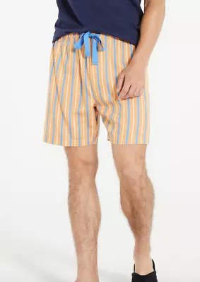 New Peter Alexander Mens Orange Blue Stripe Mid Shorts Rrp$59.95 Xl • $30