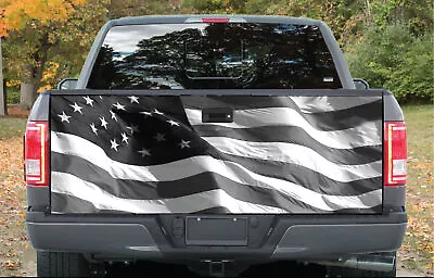 American Flag Fabric Gray Graphic Rear Tailgate Vinyl Decal Truck Pickup Wrap • $45.45