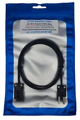 Type J Thermocouple Extension 3ft Long Mini Female To Mini Male 24awg Wire • $14.99