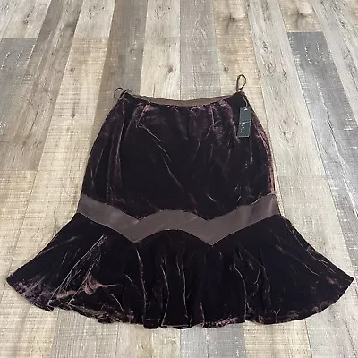 NWT ECI New York Womens Brown-Maroon Velvet Skirt Size 10 • $28.88