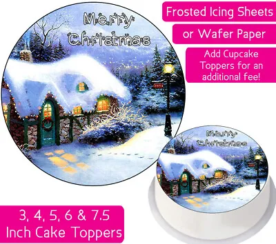 £2.25 • Buy Christmas Snow House Edible Wafer & Icing Cake Toppers Merry Happy Festive Xmas