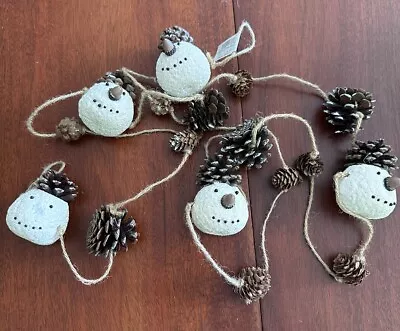 Midwest Of Cannon Falls Snowman Pinecone Garland 8’ Country Christmas Read • $17.95