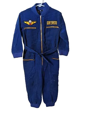 Vtg. Pierre Bonee Blue Corduroy Air Force Jumpsuit Size 4 Children W/Patches • $34.25