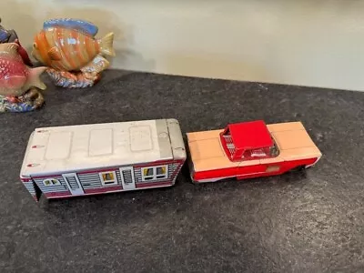 Vintage Modern Toy Japan Lintho Ford Car And Camping Trailer • $125
