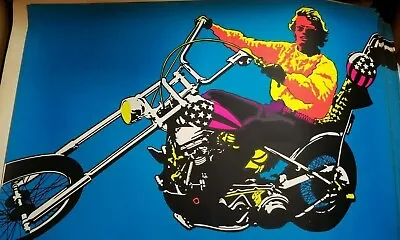 EASY RIDER VINTAGE 1970 MOTORCYCLE BLACKLIGHT POSTER Peter Fonda 29 X 43  • $99.95