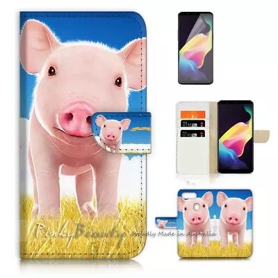 ( For Oppo AX7 ) Wallet Flip Case Cover AJ21734 Cute Baby Pig • $12.99