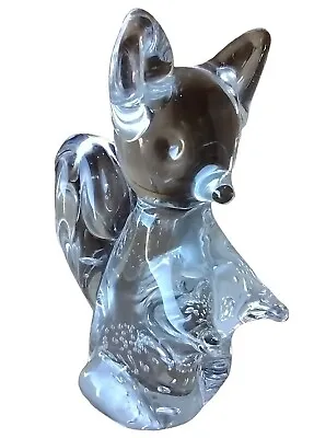 Vintage Bubbles Hand Blown Art Glass Squirrel Figurine Clear 4  Paperweight  • $10.85