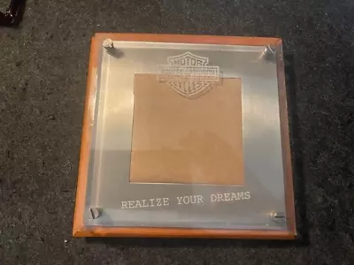 Harley Davidson 6.5  Picture Frame Wood Chrome Plexiglass  Realize Your Dreams   • $6.95