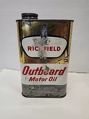 Vintage Richfield Outboard Motor Oil 1 Quart Can Full Rare Used Surface Wear • $15