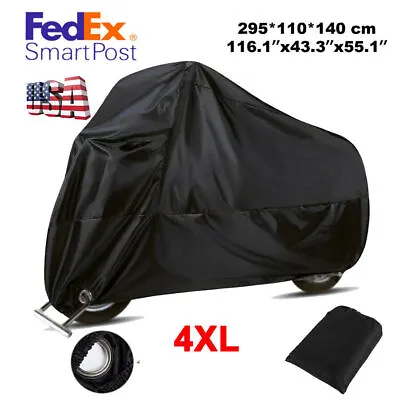 1x Black XXXXL Motorcycle Cover Rain Dust UV Protector Waterproof W/Storage Bag • $34.29