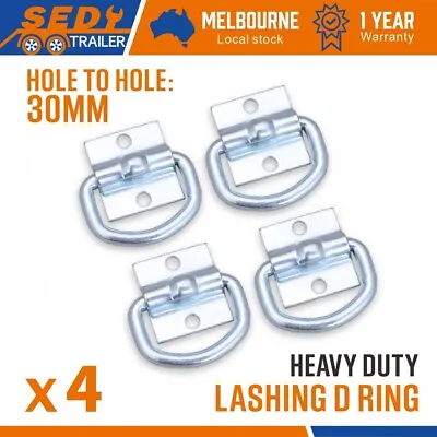 $12.99 • Buy 4x Lashing D Ring Zinc Plated Tie Down Points Trailer Centre Hole To Hole 30mm