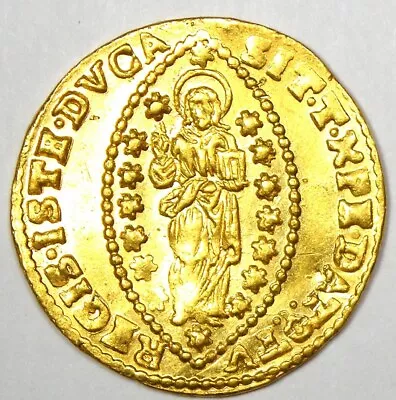 1722 Italy Venice Mocenigo Gold Zecchino Ducat Christ Coin - Choice AU / UNC MS • $802.75