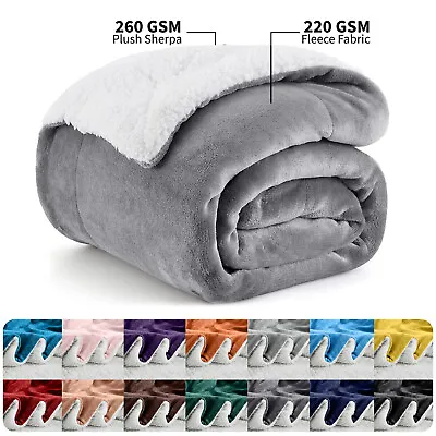 Sherpa Fleece Blanket Soft Fluffy Thick Mink Warm Cozy Bed Sofa Throw King Size  • £18.99