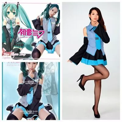 Hatsune Miku Vocaloid Anime Dress With Tie Halloween Cosplay Party Costume New • $28.99