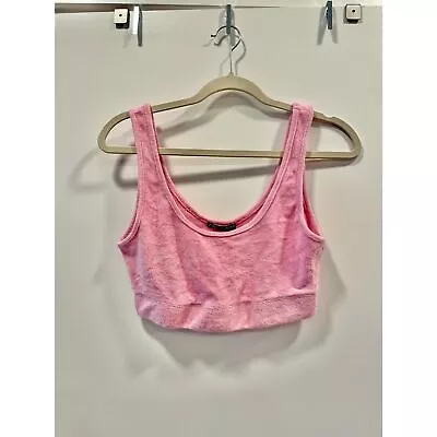 Zara Size M EUC Terry Cloth Pink Crop Top Tank Top Barbie Summer Cropped • $11