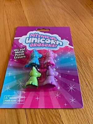 Unicorn 3D Coloured Erasers - Pack 4 • £1.79