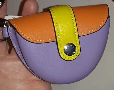 NWT Coach Mini Saddle Bag Charm Keychain Coin Purse Wallet Fob Colorblock  🥰 • $109.60