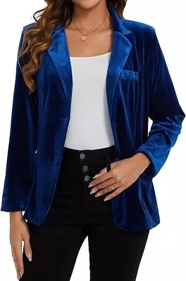 MINTLIMIT Womens Velvet Blazer Suit Jacket - Royal Blue XL • £26.24