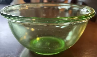 Vintage Vaseline Uranium Glass Hazel Atlas 7” Green Depression Mixing Bowl • $4.99