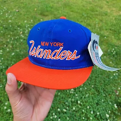 Vintage New York Islanders Sports Specialties Script Logo Twill Snapback Hat NOS • $93.49