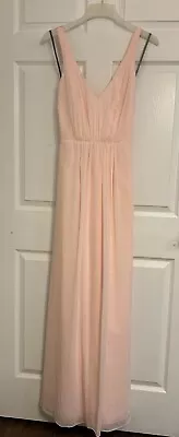 WHITE By Vera Wang Bridesmaid Gown Blush Pink V-Neck Sleeveless Backless Size 8 • $35