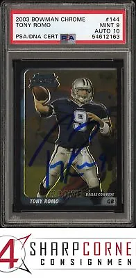 $42.05 • Buy 2003 Bowman Chrome #144 Tony Romo Rc Cowboys Pop 1 Psa 9 Dna Auto 10
