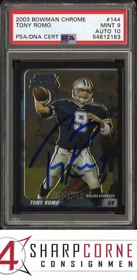 $42.05 • Buy 2003 Bowman Chrome #144 Tony Romo Rc Cowboys Pop 1 Psa 9 Dna Auto 10