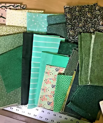Sewing Fabric Material Lot Of 14 Green Prints   Approx. 3+ Yards • $9.99