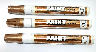 3 X UNI-PAINT MARKER MEDIUM FINE OIL BASED OPAQUE MARKERS - COLOUR:SHINY BRONZE. • £6.47