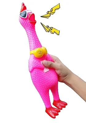 Rubber Chicken Toy - Pink Design - Squeaky Fun Screaming 12.5 Inch Tall  • $7.90