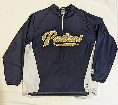 Vintage San Diego Padres Majestic 1/4 Zip Pull Over Jacket XL Cool Base 2008 • $29.99