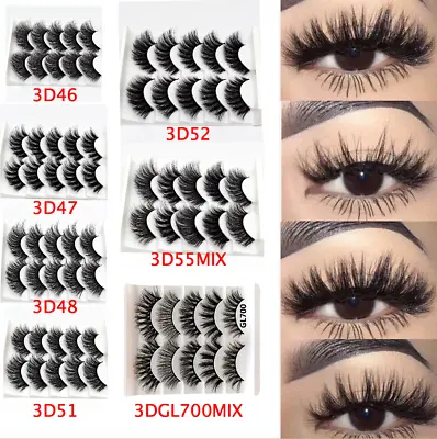 UK 5 Pairs 3D Fake Eyelashes Long Thick Natural False Eye Lashes Set Mink Makeup • £2.98