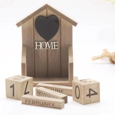 £11.74 • Buy Shamjina Wooden Calendar Desktop Time Concept Rustic Wood Blocks Chic Perpetual