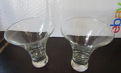 2 X Vintage Unique Martini Barware Glasses ~ 4 1/8  Tall ~ 3 1/2 Diameter • $25.95