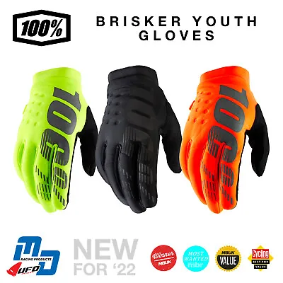 100% Kids Youth Brisker Warm Winter MX Motocross Gloves Cold Weather Thermal • £22.99
